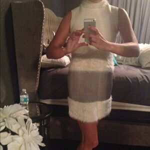 Dvf plush cream and silver dress sz XS (p)